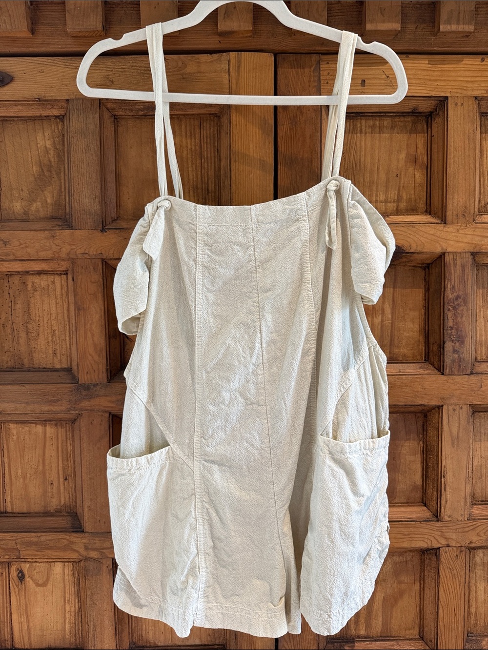Free People Cream Textured Romper with Pockets